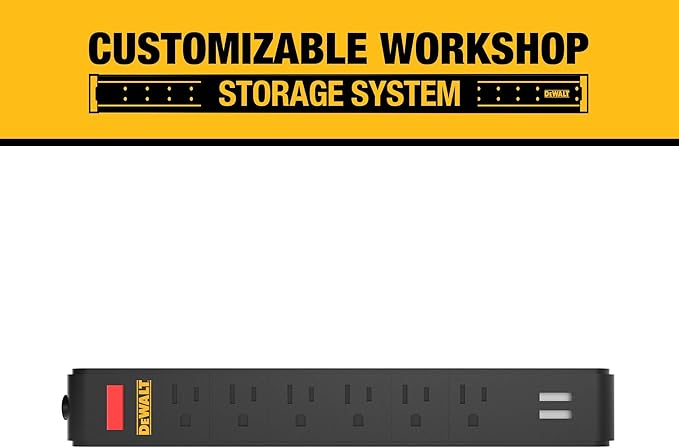 DEWALT Magnetic Power Strip with 6 Power Outlets, DEWALT Workshop Storage System Compatible (DWST82693)
