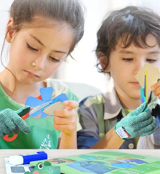 2 Pairs Cut Resistant Gloves for Kids 10-13 Years, Level 5 Protection Cutting Gloves Food Grade for Cooking, Whittling, Wood Carving, Gardening and DIY(Grey-XS)