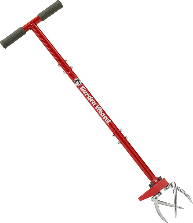 Garden Weasel Claw Pro Garden Tiller and Cultivator Tool – Twist-Action Soil Loosener with Adjustable Carbon Steel Tines, Ergonomic Handle, and Footplate Latest Model 91334-3