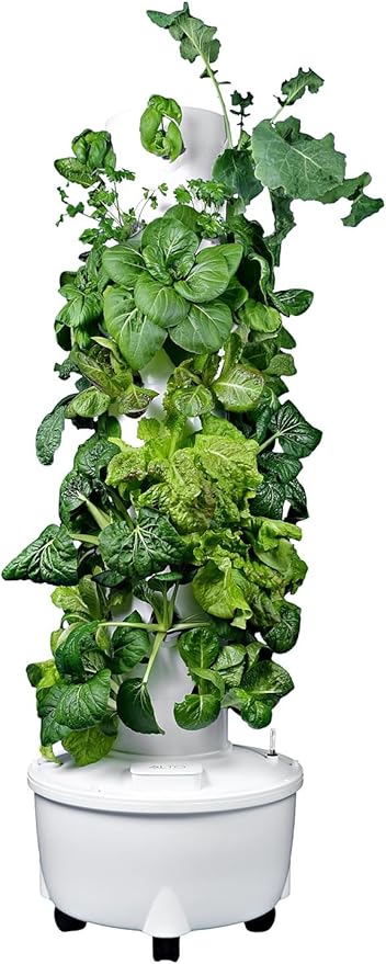 HX Hydroponic Tower | High Capacity Tower | Hydroponics Growing System Kit | Food Grade with 40 Net Pots (Without Lights)