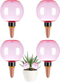 4 Pack Self Watering Globes 17oz Large Plant Watering Globes Top Fill, Self Water Planter Insert Indoor/Outdoor Plastic Water Bulbs Slow Release Terracotta for Plants, Pink