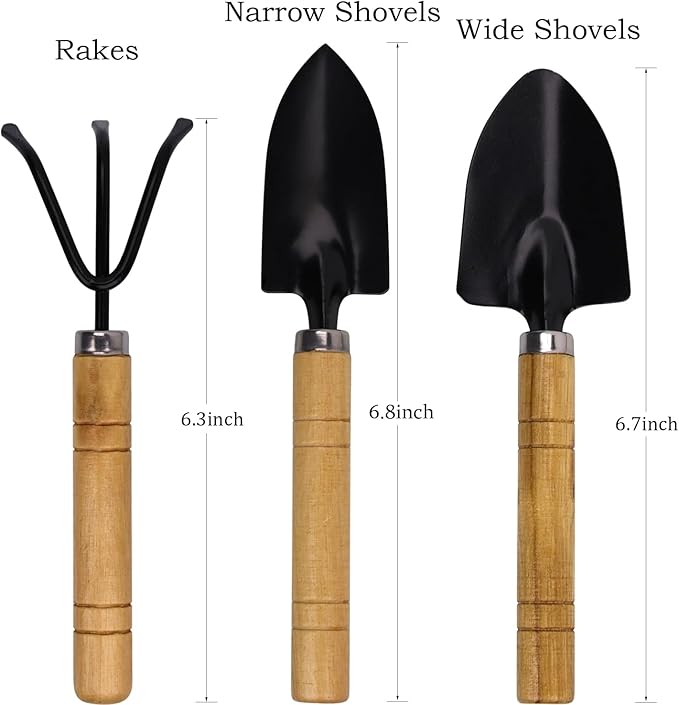 Mini Gardening Tools Set for Kids – 3 Pieces Garden Hand Tool Kit with Shovel, Trowel and Rake for Succulents, Potted Plants, Indoor & Outdoor Gardening