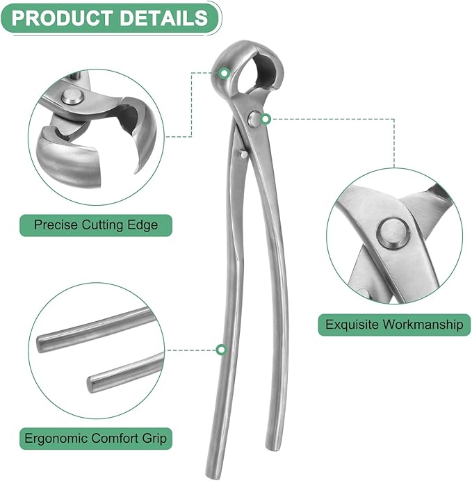 M METERXITY Bonsai Tool - 11 Inch Stainless Steel Knob Cutter, Bonsai Tree Plants Modeling Tools, Applying to Gardening Pruning Knobs/Tumors (280mm, Silver)