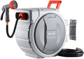 VEVOR Retractable Garden Hose Reel, 1/2 in x 100 ft, Wall Mounted Hose Reel with 9-Function Sprayer Nozzle and 180° Swivel Bracket, Any Length Lock, Automatic Slow Rewind System, for Garden Watering
