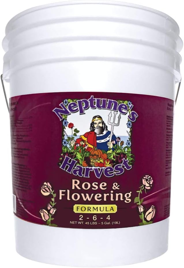 Neptune's Harvest Rose & Flowering Fertilizer (2-6-4) - 5 Gallon Pail - Organic Liquid Food for Vibrant Blooms & Growth - Promotes Healthy Foliage - Ideal Fertilizer for Indoor & Outdoor Use