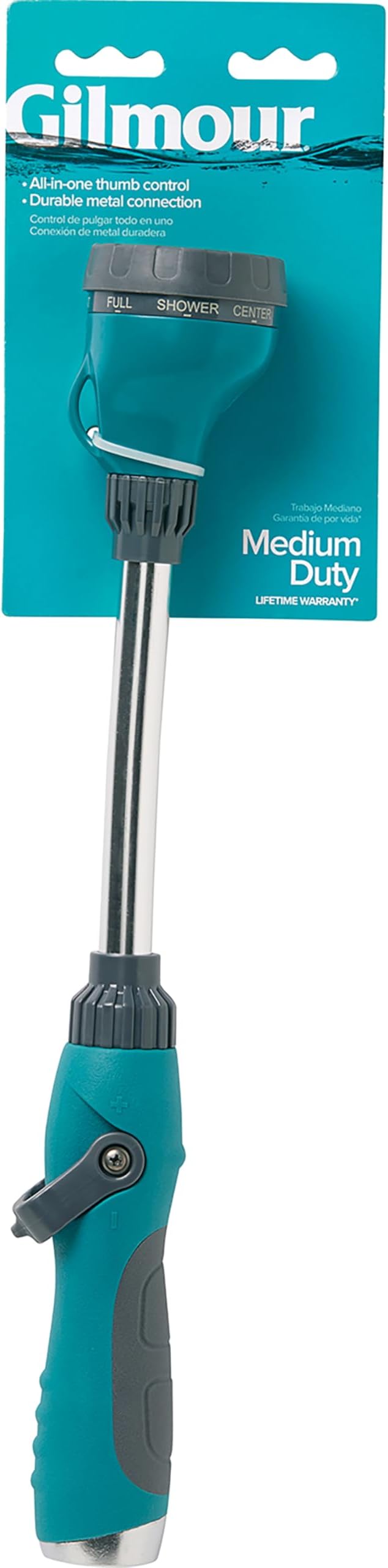 Gilmour Medium Duty Watering Wand Hose Sprayer, 8 Pattern Watering Wand for Garden Hose, 15.25" Reach