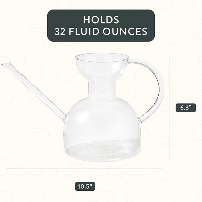 Modern Sprout Plant Watering Can - Handcrafted from Borosilicate Glass - Long Spout Vessel for Indoor Plants - 32 Oz Capacity - Multipurpose Watering Can and Flower Vase - Gift for Mother's Day(Clear)