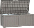 150 Gallon Deck Box,Resin Outdoor Storage Box with Lockable for Patio Furniture, Pool Accessories, Garden Tools Waterproof Outside Storage Box (Grey)