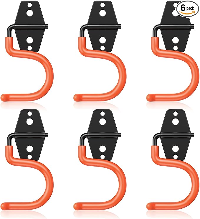HUPBIPY 6 Pack Metal Garage Hooks, Heavy Duty S Hooks Tool Hangers for Garage Wall, Shed, Garden Storage Organizer