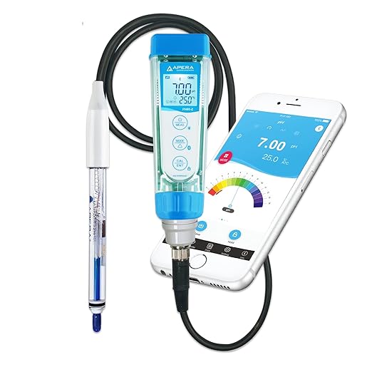Apera Instruments PH60Z-HT Smart Handheld pH Meter Tester Kit with LabSen 865 pH/Temp. Electrode for Lab-Grade pH Measurement in High Temperature and/or Corrosive Water Solutions