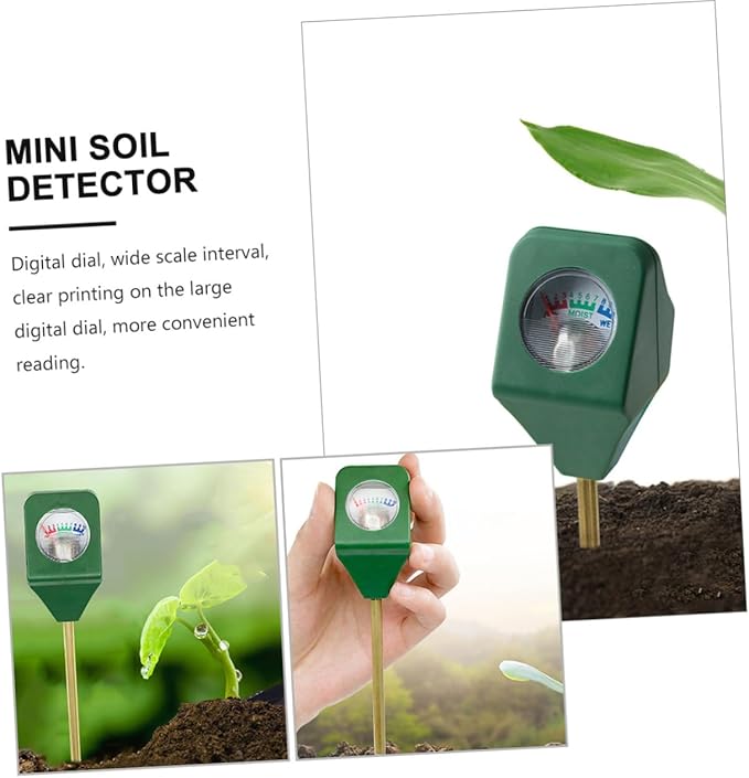 Mikikit 2pcs Mini Soil Moisture Practical Humidity Tester for Gardening Soil Ph and Light Testing No Battery Required Lightweight Single Probe Design for Accurate Readings