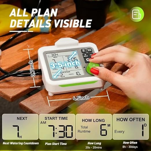 RAINPOINT Large Display Automatic Plant Waterer Indoor for Pot Plants,Cycle & Soak Mode Vacation Self Watering Drip Irrigation System Device Kit Office Patio Greenhouse Grow Tent Water 10-15 Plants