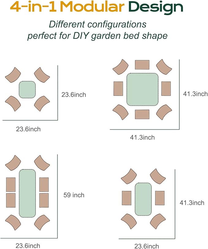 Aoodor 17" Tall Oval Galvanized Raised Garden Bed Kit, 4-in-1 Large Metal Outdoor Planter Box for Vegetables, Flowers, and Herbs, 5 x 2 x 1.5 Ft, Beige