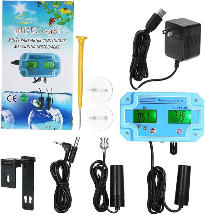 Professional 3 in 1 pH/EC/Temp Meter Water Detector Multi-Parameter Digital LCD Tri-Meter Multi-Function Water Quality Monitor Multiparameter Water Quality Tester