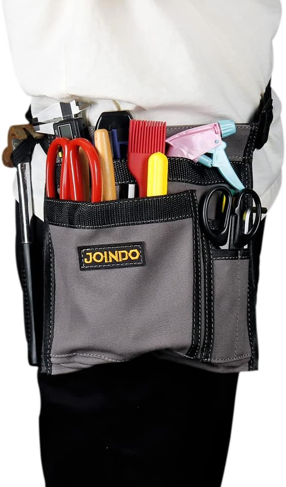 Tool Pouch Belt, Utility Belt Bag with 5 Pockets, Tool Apron Pouch, Garden Tool belt for Men Women Carpenters Electricians Mechanics
