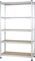 Amazon Basics 5-Tier Medium Duty Garage Shelving Unit, Sturdy Adjustable Storage Shelves, Easy to Assemble, 48" x 18" x 72", Aluminum
