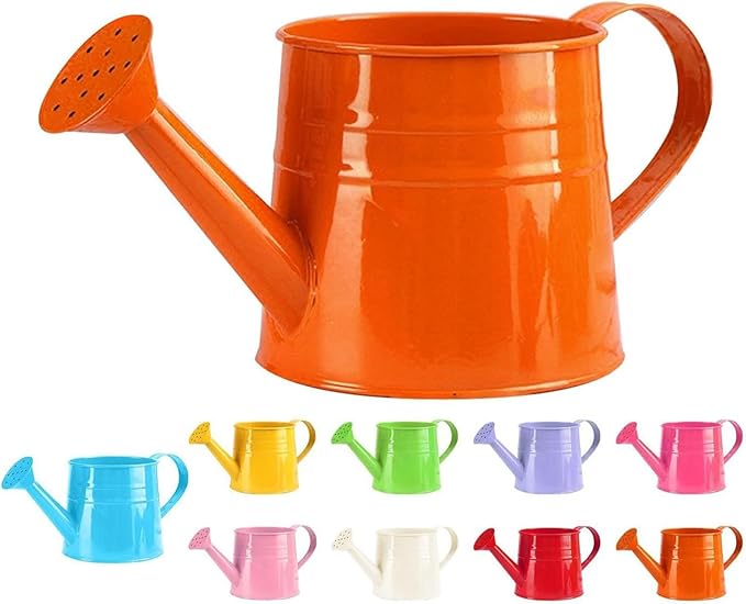 Metal Watering Can - 1L Vintage Sprinkling Can Plant Watering Can for Outdoor Indoor Plants, Tinplate Watering Kettle Gardening Tool, Galvanized Steel Watering Cans for Flowers (Orange)