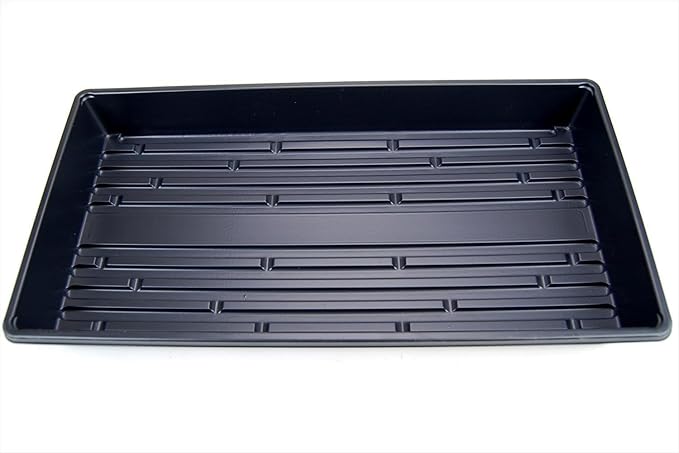 Living Whole Foods 10 Pack of Durable Black Plastic Growing Trays (Without Drain Holes) 21" X 11" X 2" - Flowers, Seedlings, Plants, Wheatgrass, Microgreens & More