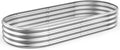 Raised Garden Bed GRS Certified Galvanized Planter Box Outdoor, 8ft Oval Rot-Resistant Metal Garden Bed Planter, Recycled Eco-Friendly Material Planter for Vegetables Flowers Herbs (Silver)