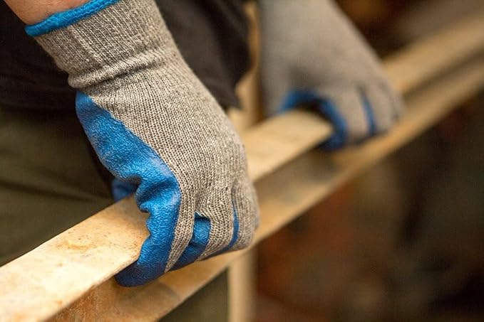 G & F Products G & F Rubber Latex Coated Work Gloves for Construction, Blue, Crinkle Pattern, Men's