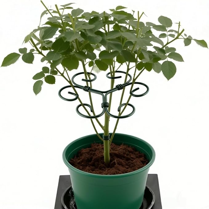 4Pack Green Iron Monstera Support,4.1 * 4.1IN Plant Support Stakes for Indoor Plants,Durable Green Metal Plant Stem Supports-Easy Installation.