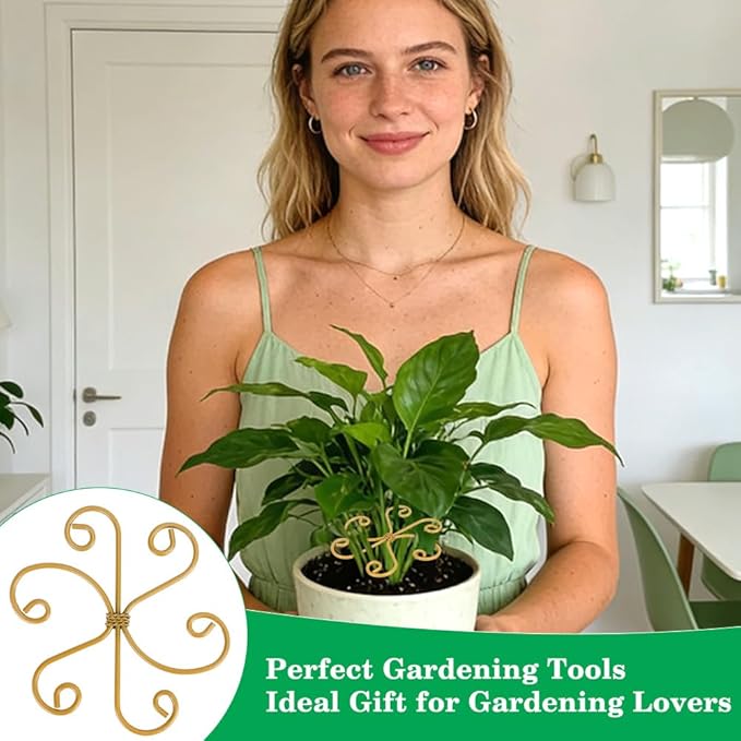 4PCS Iron Plant Stem Support for Indoor Plants Reusable Plant Holders Plants Support Stabilizer for Monstera Bamboo Flower for Growth Gardening Supplies Gifts for Gardeners Garden Tool Set