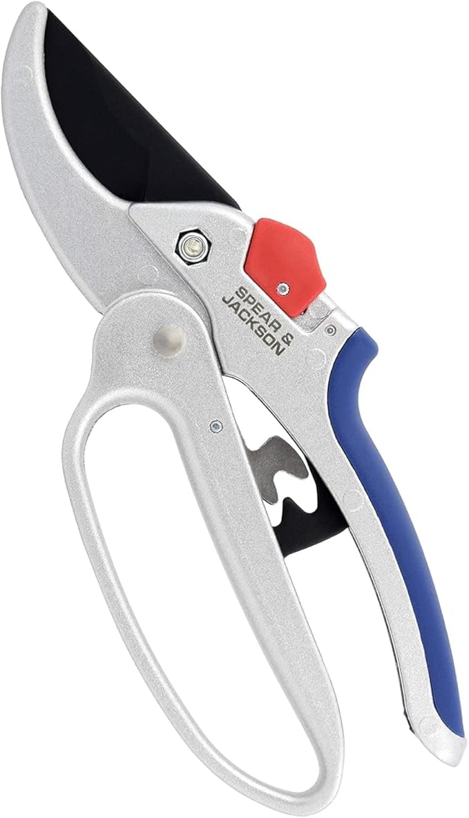 Spear & Jackson Razorsharp Geared Anvil Pruning Shears, Heavy Duty Garden Clippers for Thick Branches, Non-Slip Ergonomic Handles, Durable Steel Blades