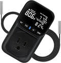 1800W Digital Thermostat for Reptile Tank, -40℉~210℉, Plug in Thermostat for Heater/Greenhouse with 5m/2m Cable, 15A Temperature Controlled Outlet with VA Display, Temp ±0.1°F, Black