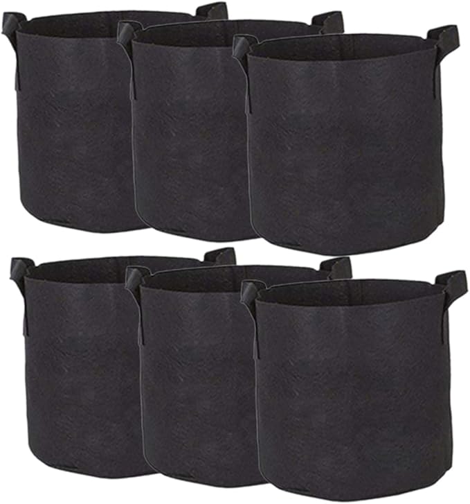 Lurrose 6pcs Nonwoven Plant Growing Bags with Handles for Vegetables and Flowers Aeration Nursery Planters with Drainage Lightweight Root Aeration Bags for Indoor Outdoor Gardening