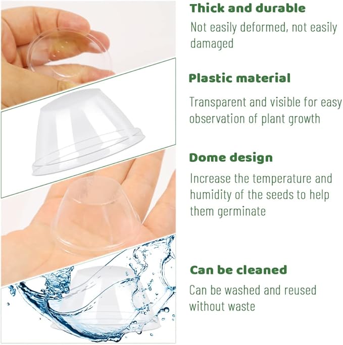 50Pcs Grow Domes 4cm/1.57in Inner Diameter, Transparent Replacement Pod Grow Domes Cap, Humidity Domes Cover Lid, Domes Cap for Grow Basket, Greenhouse, Hydroponic Growing (50)