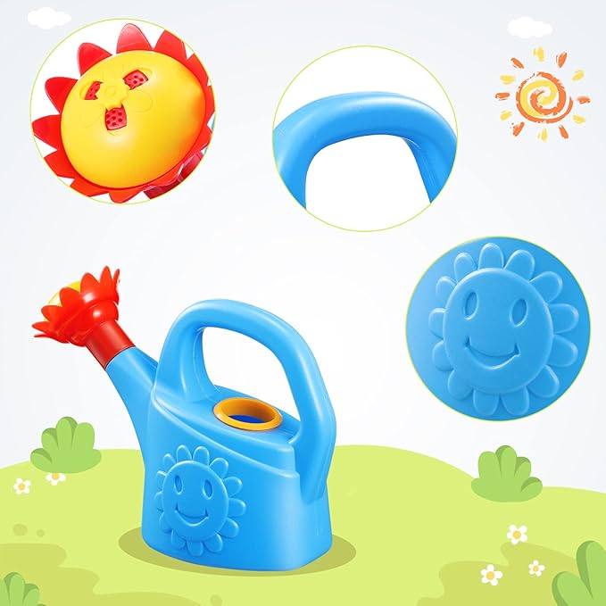 2pcs Watering Sun Flower Cartoon Watering Kettles Toy Garden Can Plastic Bucket Plant Sprinkling for (Random Color)