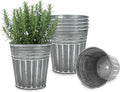 vensovo 6 Inch Silver Metal Rustic Flower Pots - 6Pcs Galvanized Planters with Drainage Hole and Rubber Plug, Rustproof Metal Bucket Plant Pots Farmhouse Vintage Style for Decor