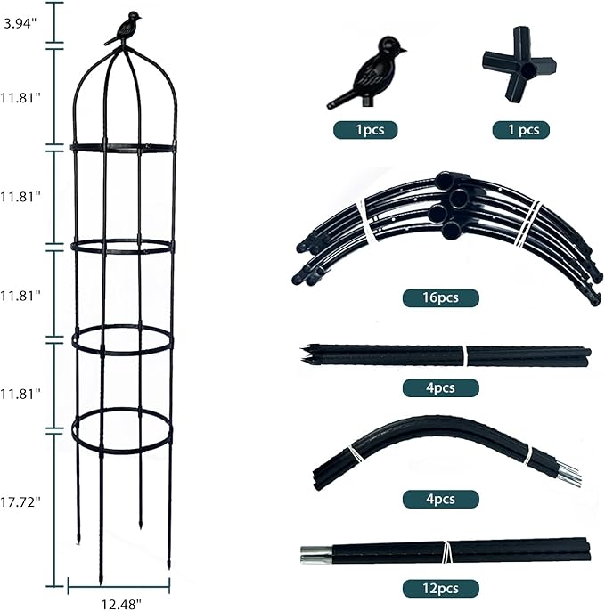 2 Pack Garden Obelisk Trellis for Climbing Plants Outdoor, Plant Trellis Garden Tower Trellis for Potted Plant Climbing, Flowers Vegetable Cucumber Trellis