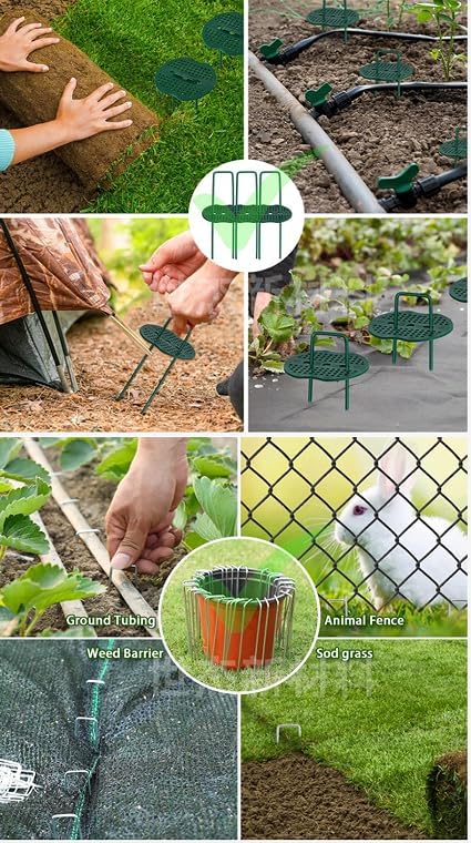Galvanized Landscape Stakes Heavy Duty - Ground Staples for Weed Barrier, Irrigation, Fencing, Tarp | Anti-Rust Steel Garden Staples U-Shaped (8in-100pcs)