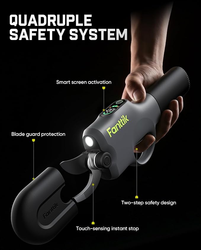 Fanttik Y10 Pro Cordless Electric Pruning Shears with Brushless Motor, LED Display, 4-Level Safety System, USB-C Fast Charging, SK5 Steel Blade for Branch Trimming