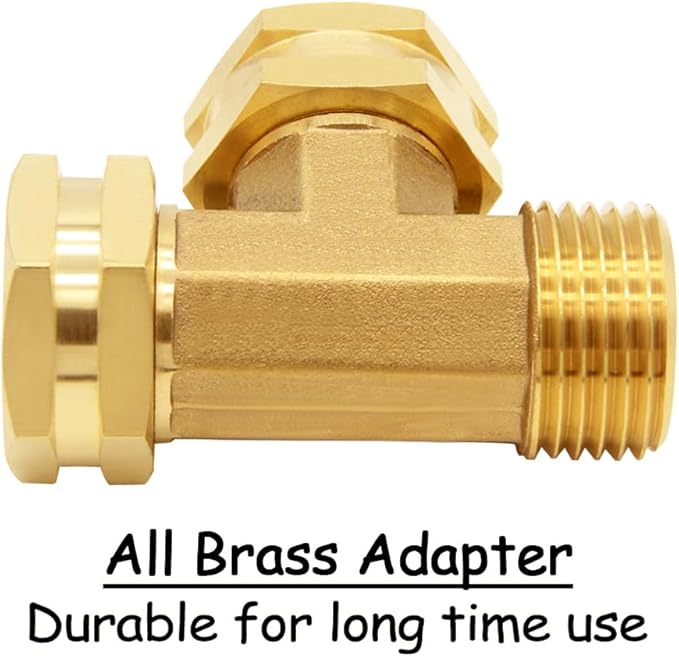 2PCS Brass 3/4 Inch GHT Swivel Tee Pipe Fitting 3/4" GHT Female x Female x Male for Garden Hose Threaded Tube Pipe Fittings