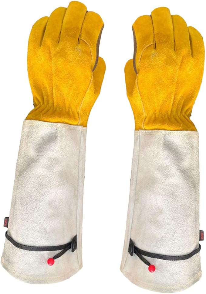 Milisten 1Pair Puncture Cowhide Garden Gloves for Safe Weeding and Pruning Comfortable Wear Resistant Arm Protectors for Gardening Welding and Handling Tasks