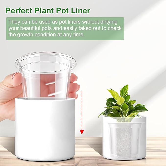 SupKing 5 Inch Clear Nursery Pots 20 Packs Durable Plastic Seed Starters Large Orchid Flower Pots with Drainage Holes for Transplanting Succulents Cuttings Seedlings Bonus 15 Plant Labels