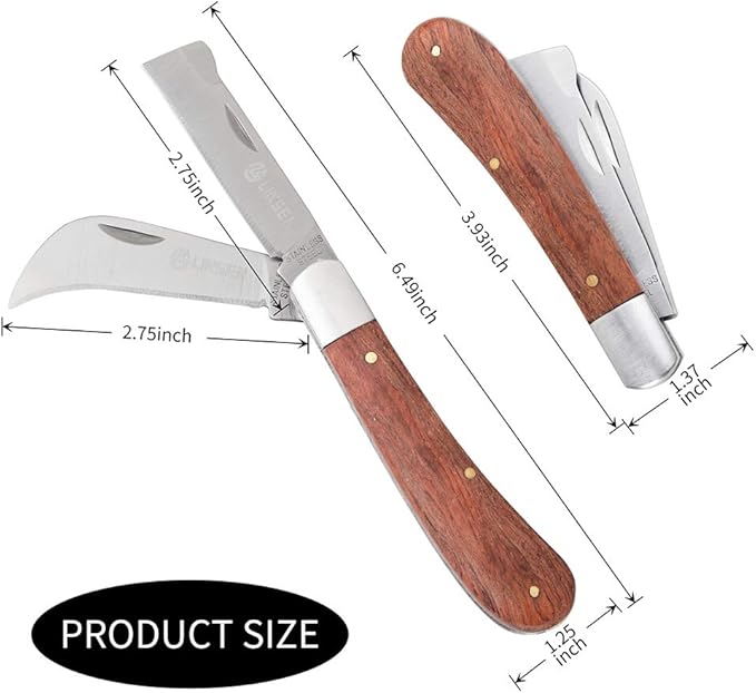 Pruning Knife, Double blade Grafting knife, Stainless Steel Garden Budding Knife, Linsen-outdoors Folding Pocket Knife For Grafting Multi Cutting Tool, Weed Bushes Branches Mushroom Diggig Knife