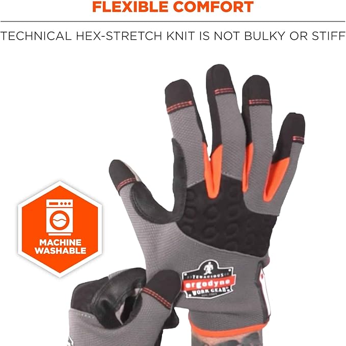 ProFlex 710 Heavy Duty Work Gloves, High Visibility, Reinforced Fingertips and Palm