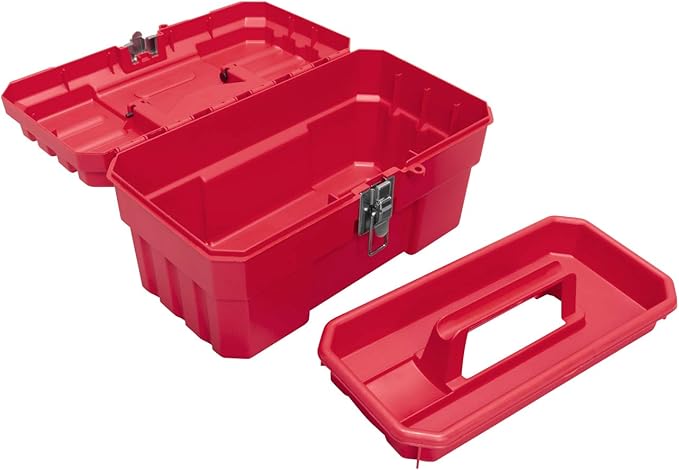 Akro-Mils 09514 ProBox Plastic Toolbox with Removable Tray for Tools,Hobby or Craft Storage,14-Inch x 8-Inch x 8-Inch,Red,(Pack of 6)