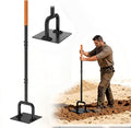 48" Newly Upgraded 10"x10" Steel Tamper Tool, Heavy-Duty Reinforced Gardening Hand Tools with 10 Inch Rubber Grip for Earth Soil Asphalt, Gravel and Dirt Compaction Levelling Paver Tool Compactor