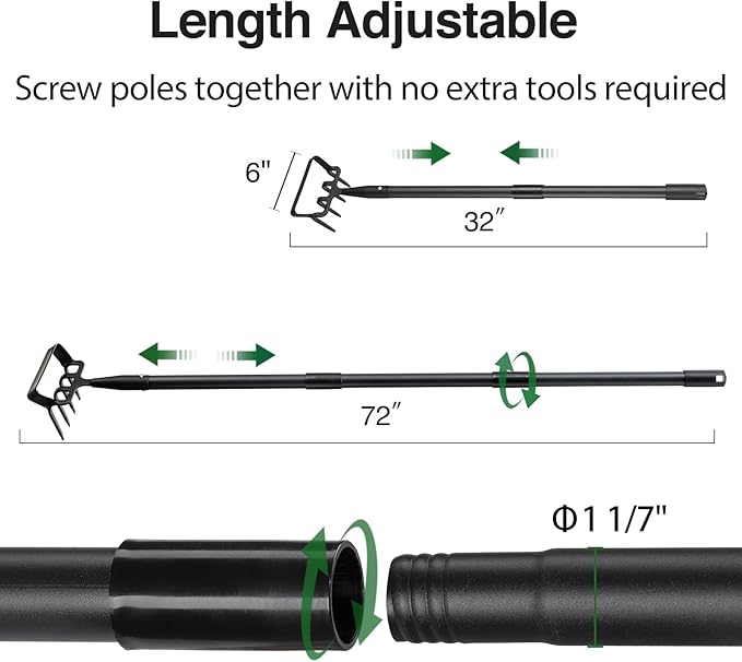 Oliynedy Stirrup Hoe Cultivator Garden Tool Heavy Duty,Scuffle Loop Action Hoe Weeding Gardening Hand Tools for Women Kids Men,Metal Weeder Scraper Garden Hoe Rake Weed Puller Long Handle 32-72