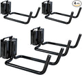 4-Pack E-Track Double Fitting J-Hooks, 4" Wide & 5.5" Deep Stable E Track Double J Hooks with Dual Fittings, Heavy Duty Shovel Hanger for Trailers, Trucks, Garden Tools Organizers Storage