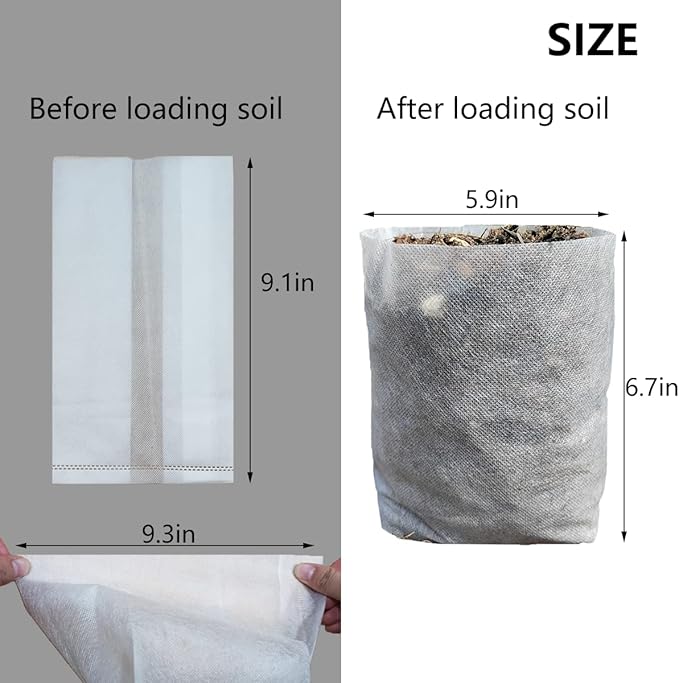 Belit 50 Pcs Non-Woven Plant Nursery Bags, Seedling Pots Container for Vegetable, Flower, Plant Grow (9.1"x9.3")