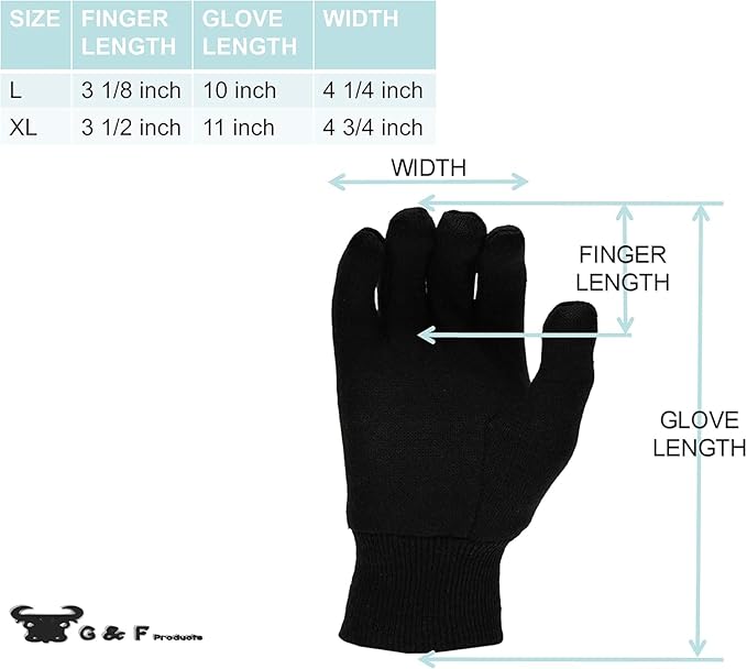 G & F Products Cotton Jersey Work Gloves, X-Large, Heavy-Duty, Breathable, Comfortable, Protective, Knit Wrist, Clute Cut, All-Purpose for Warehouse, Landscaping, Cleaning, 300 Pairs