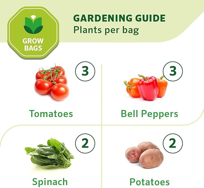 Coolaroo 4-Pack 10 Gallon Heavy Duty Plant Tomato Potato and Other Vegetables and Fruits Breathable Fabric Grow Planter Pot Bag with Handles, Desert Sand
