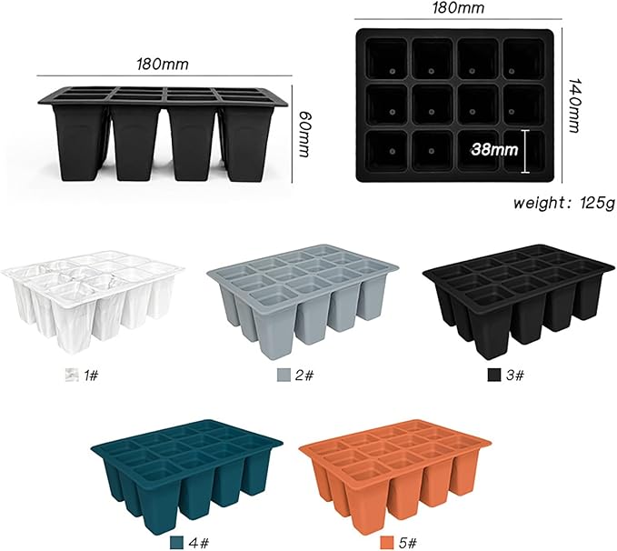 Seed Starter Trays, 3 Pack 12 Cells Seed Starter Kit, Silicone Plant Germination Trays Gardening Starter Kit, Reusable Seed Starter Tray for Plant Germination, Seeds Growing