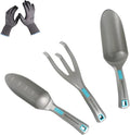 GOODSMANN Garden Tools Set, 3 Piece All One Piece Die-Cast Aluminum Gardening Kit, Hand Trowel, Marker Measurements Transplanter and Cultivator Garden Hand Shovel for Digging Weeding Planting