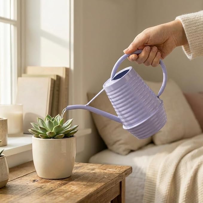 Small Watering Can, 0.3 Gallon/34oz., Violet Purple, Galvanized, Indoor Water Can, Metal Watering Can with Long Spout, Plant Water Can for Indoor Plants